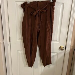 Brown Tie Waist Pants